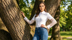 Mesh-Sleeve Button-Up Shirt