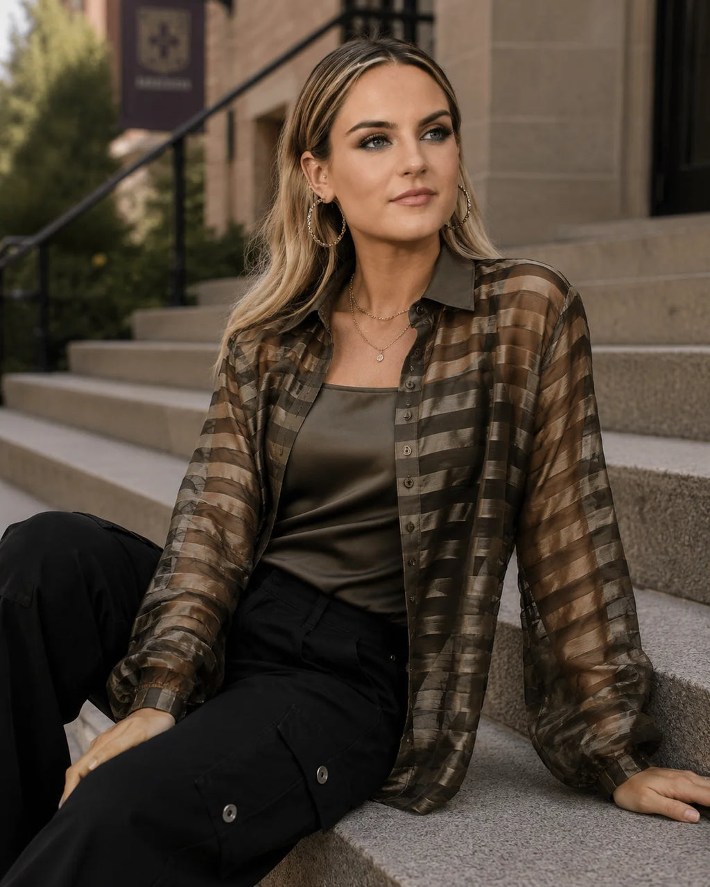 Sable Stripe Sheer Shirt