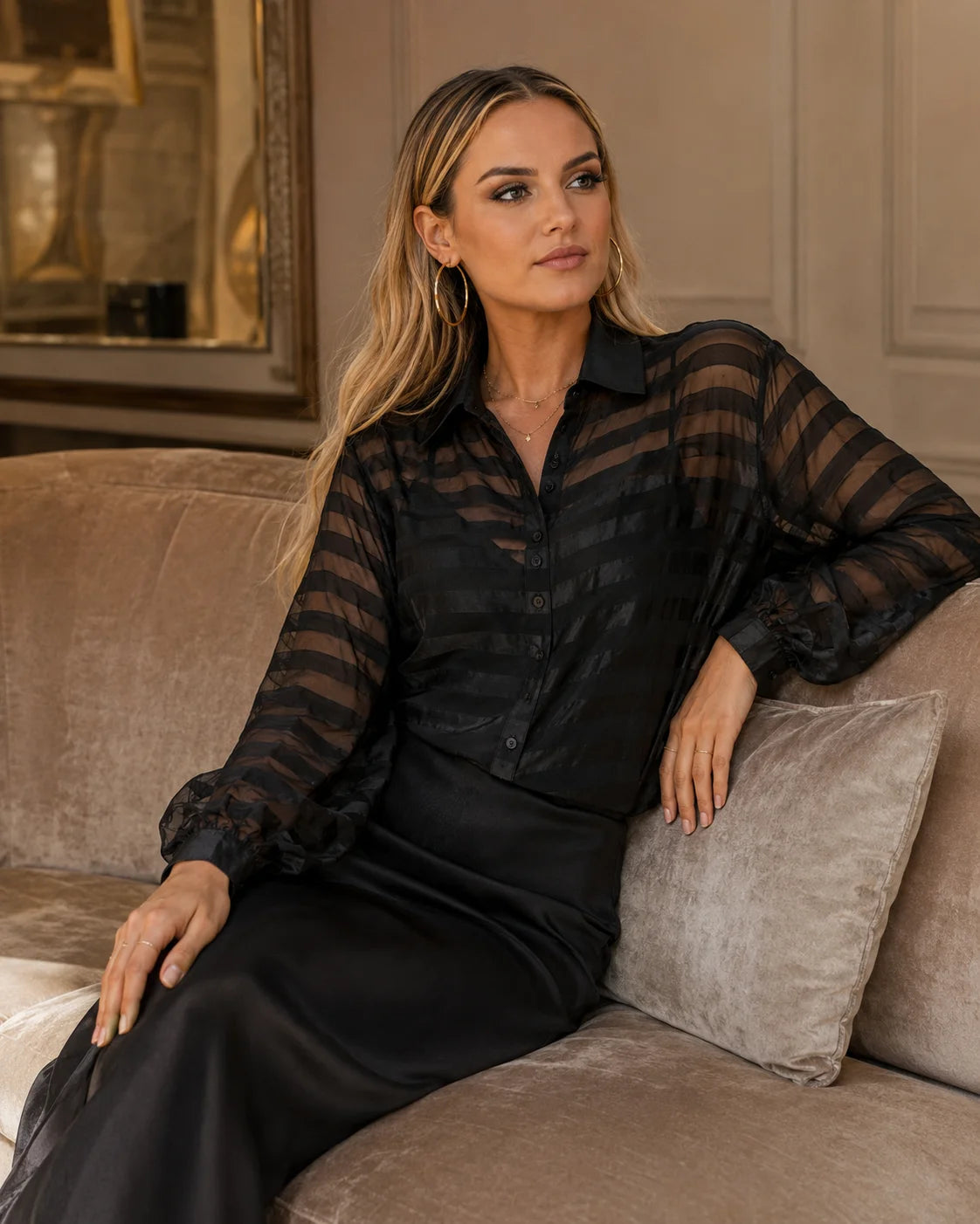 Sable Stripe Sheer Shirt