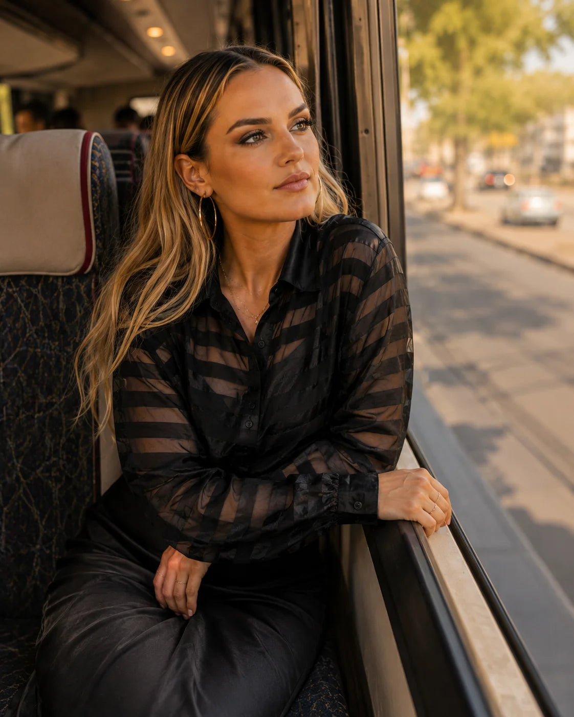 Sable Stripe Sheer Shirt