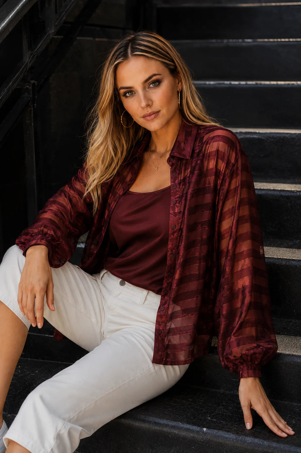 Sable Stripe Sheer Shirt