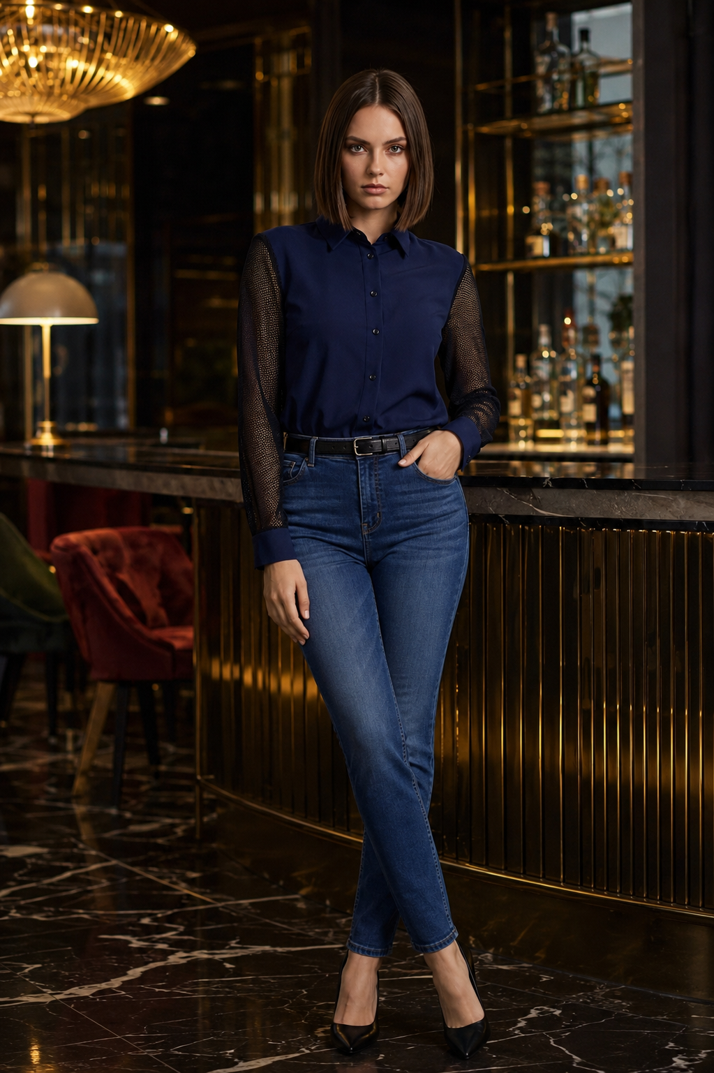 Eclipse | Mesh-Sleeve Tailored Shirt For Women