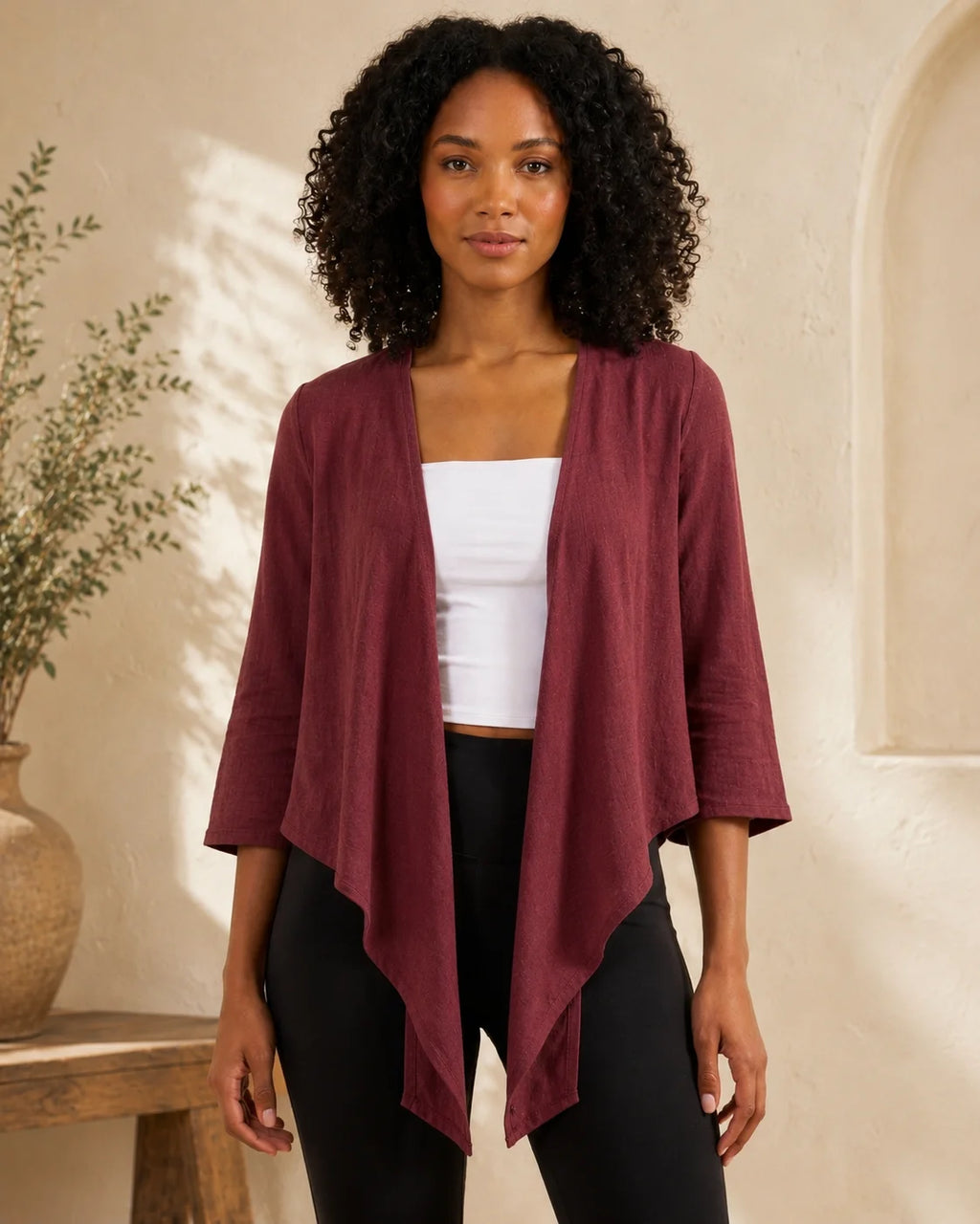Open Front Linen Shrug