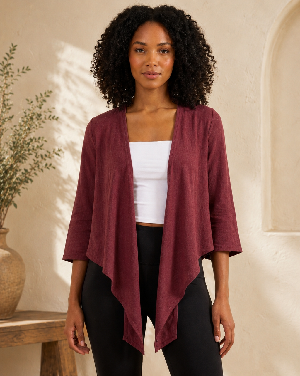 Open Front Linen Shrug