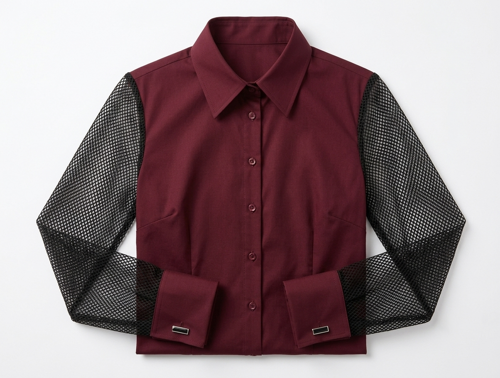 Eclipse | Mesh-Sleeve Tailored Shirt For Women