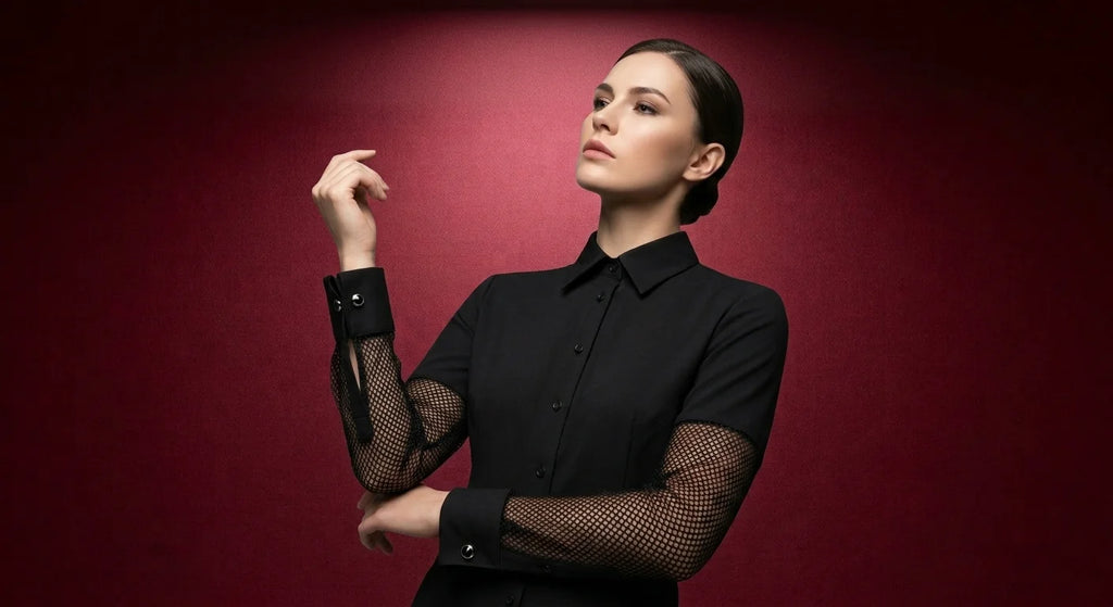Mesh-Sleeve Button-Up Shirt