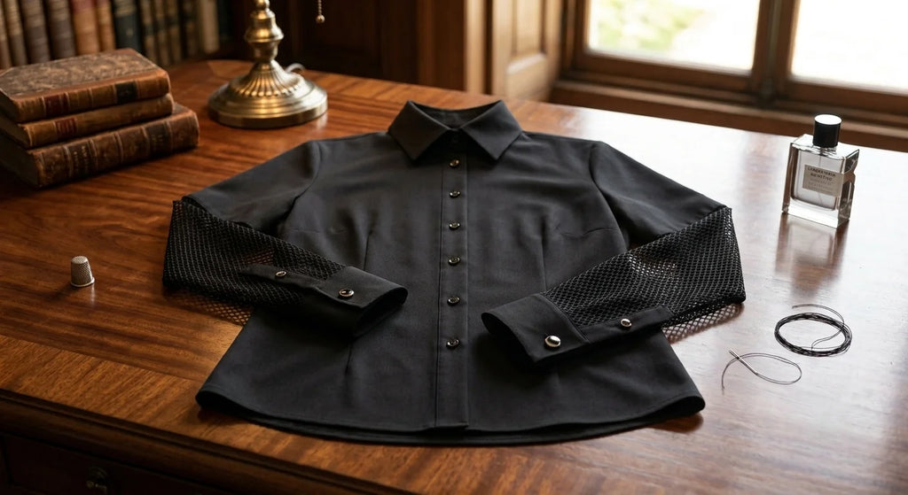 Mesh-Sleeve Button-Up Shirt