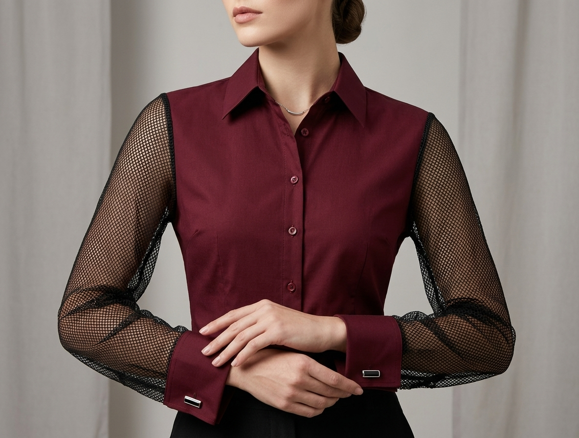 Eclipse | Mesh-Sleeve Tailored Shirt For Women