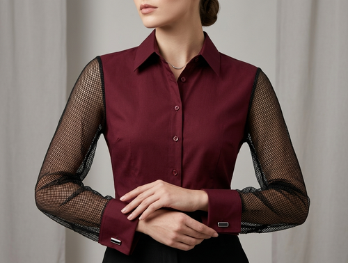 Eclipse | Mesh-Sleeve Tailored Shirt For Women
